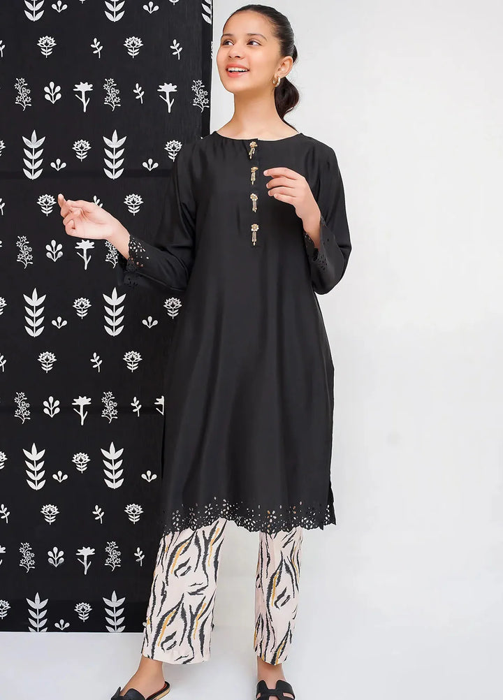 Ochre Pret Printed Silk 2 Piece Suit For Girls OFW-FC-15