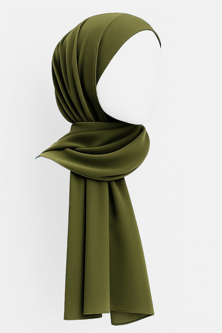 Divinely Crafted Chiffon Solids Hijab 1 Piece Olive HJ-CHF-017 - Summer Collection