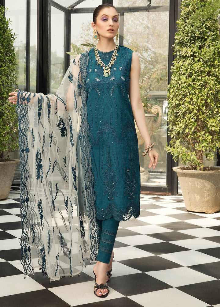 Ophelia By Epoque Embroidered Lawn Suits Unstitched 3 Piece EP21O 02 Teal Grace - Festive Collection