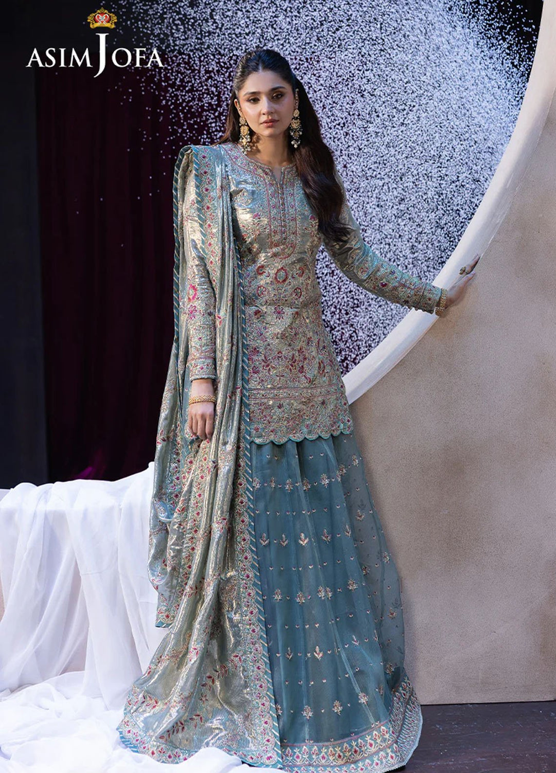 Opulence by Asim Jofa Embroidered Chamkeli Suits Unstitched 3 Piece AJ25OF AJFO-14-UNS - Festive Collection