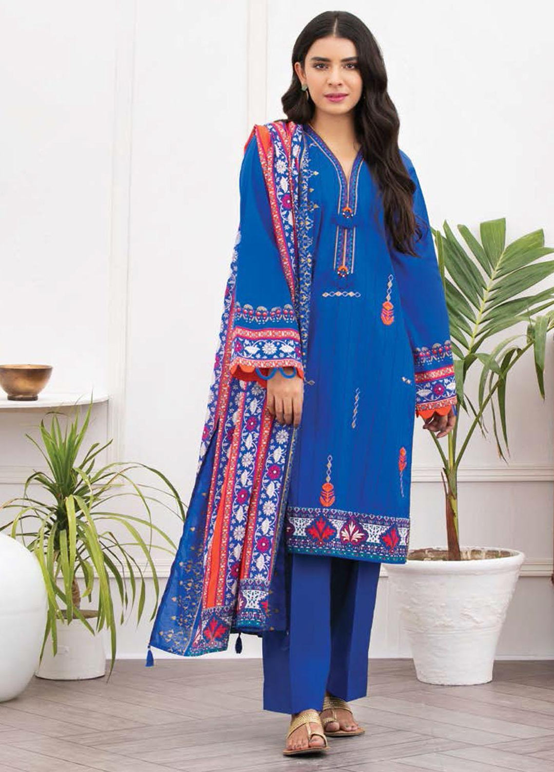 Ayeleen By Orient Textile Embroidered Lawn Suits Unstitched 3 Piece OT21A 166 ( RED ) - Summer Collection