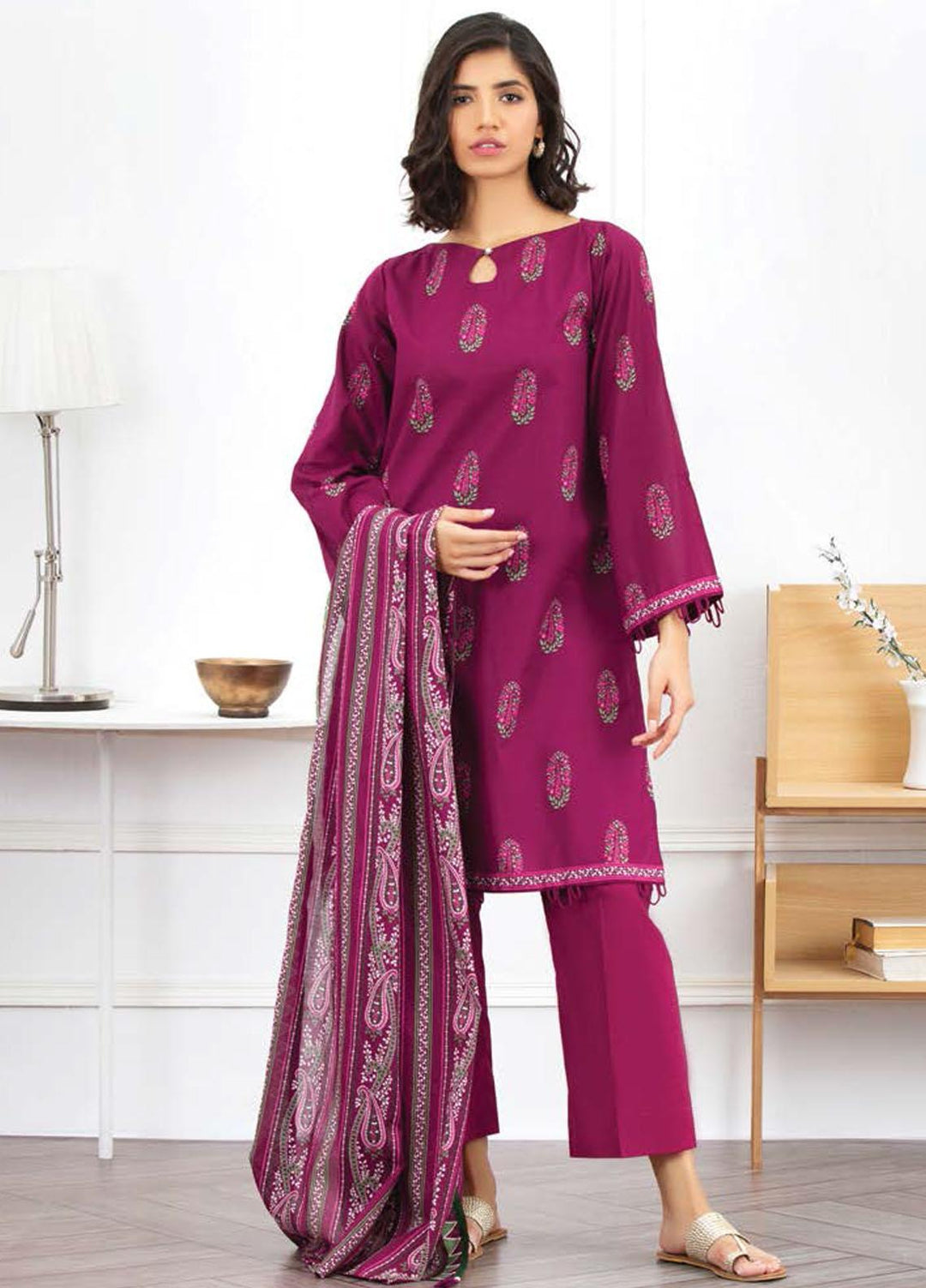 Ayeleen By Orient Textile Printed Lawn Suits Unstitched 3 Piece OT21A 171 ( PURPLE ) - Summer Collection
