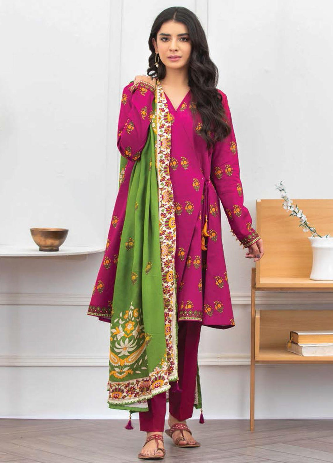 Ayeleen By Orient Textile Printed Lawn Suits Unstitched 3 Piece OT21A 178 ( MAROON ) - Summer Collection