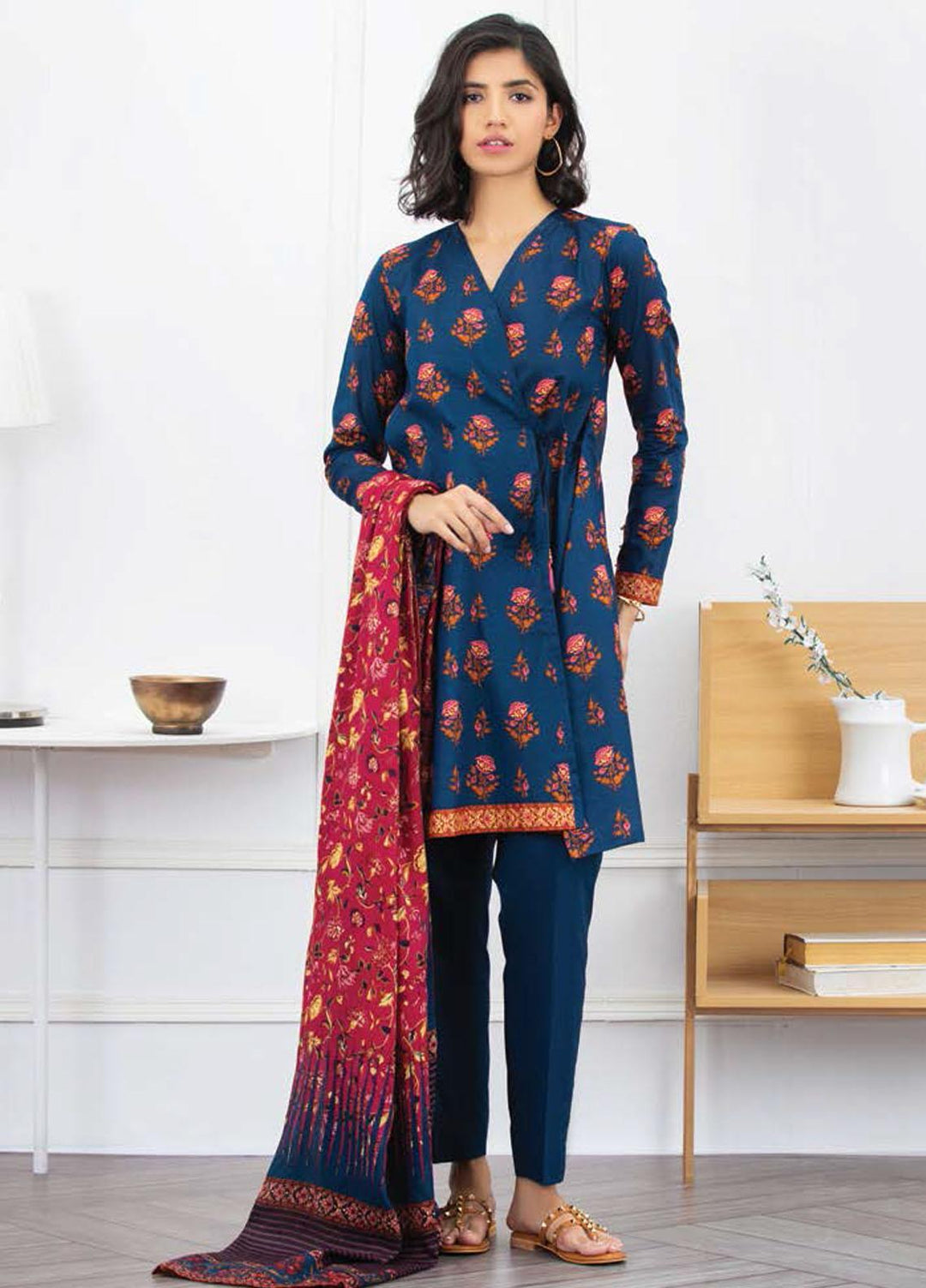 Ayeleen By Orient Textile Printed Lawn Suits Unstitched 3 Piece OT21A 179 ( BLUE ) - Summer Collection