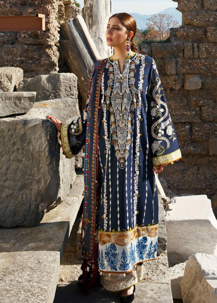 Elan Embroidered Lawn Suits Unstitched 3 Piece EL21OR EL21-04-A Caria - Summer Collection