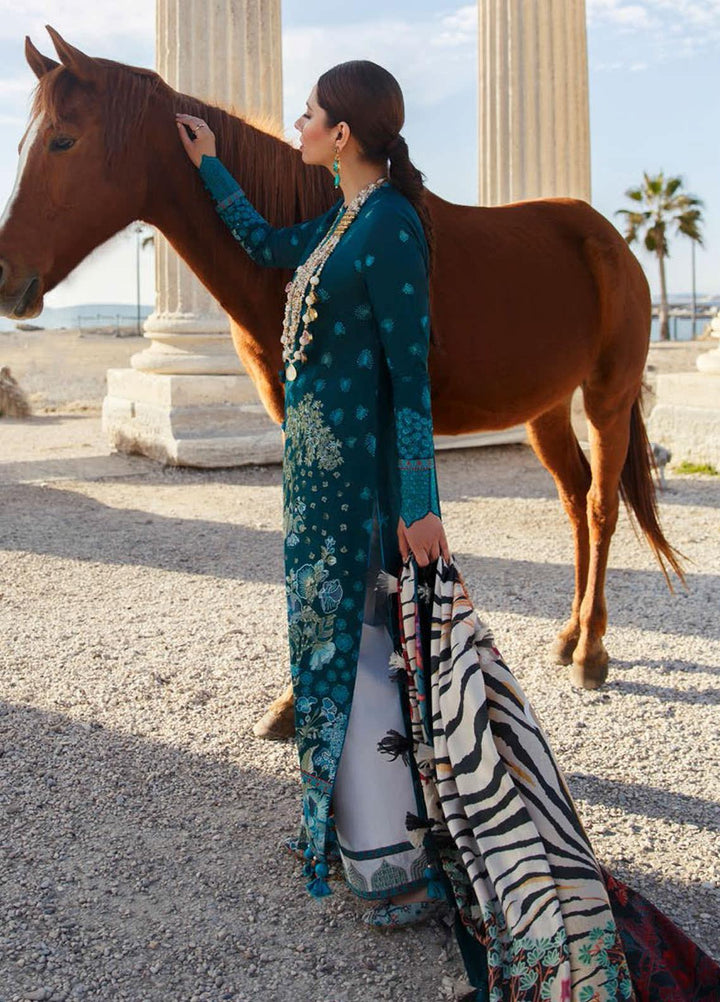 Elan Embroidered Lawn Suits Unstitched 3 Piece EL21OR EL21-05-B Firuza - Summer Collection