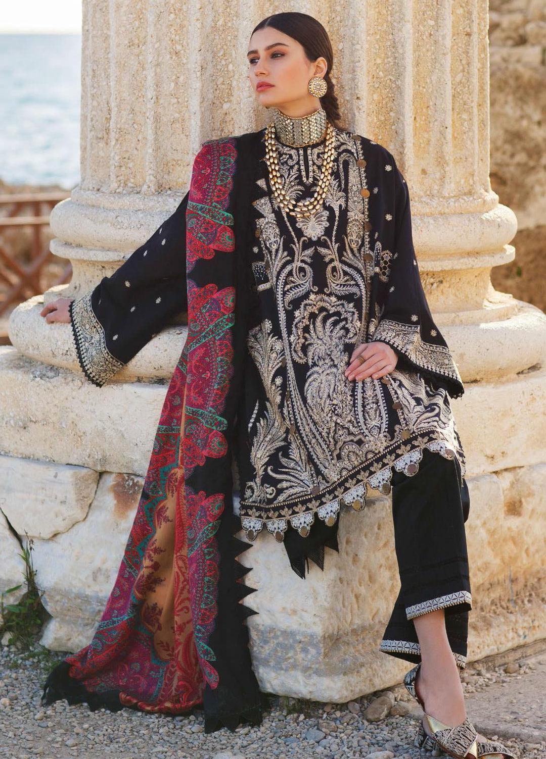 Elan Embroidered Lawn Suits Unstitched 3 Piece EL21OR EL21-09-B Elaheh  - Summer Collection