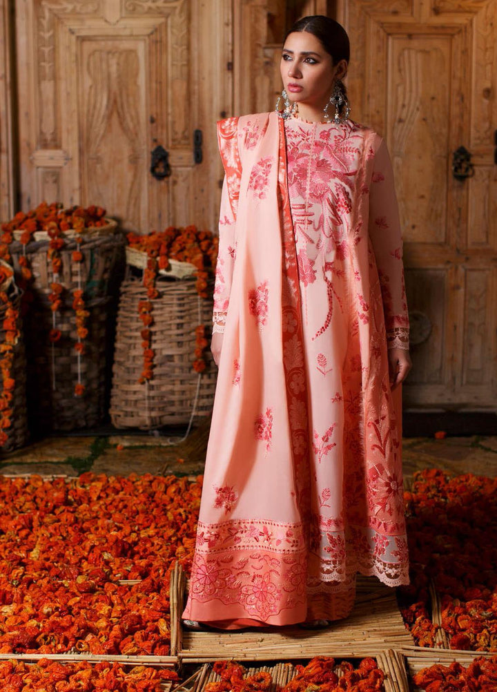 Elan Embroidered Lawn Suits Unstitched 3 Piece EL21OR EL21-12-B Lunara - Summer Collection