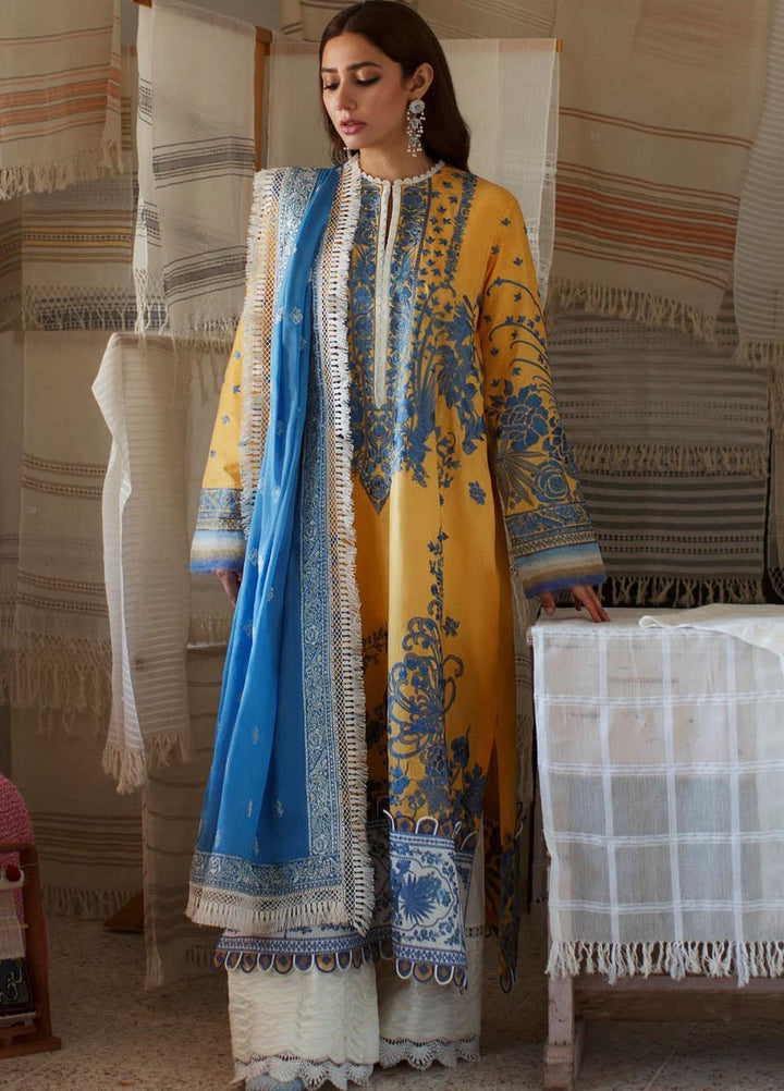 Elan Embroidered Lawn Suits Unstitched 3 Piece EL21OR EL21-13-B Emira - Summer Collection