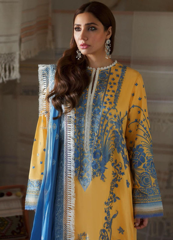 Elan Embroidered Lawn Suits Unstitched 3 Piece EL21OR EL21-13-B Emira - Summer Collection