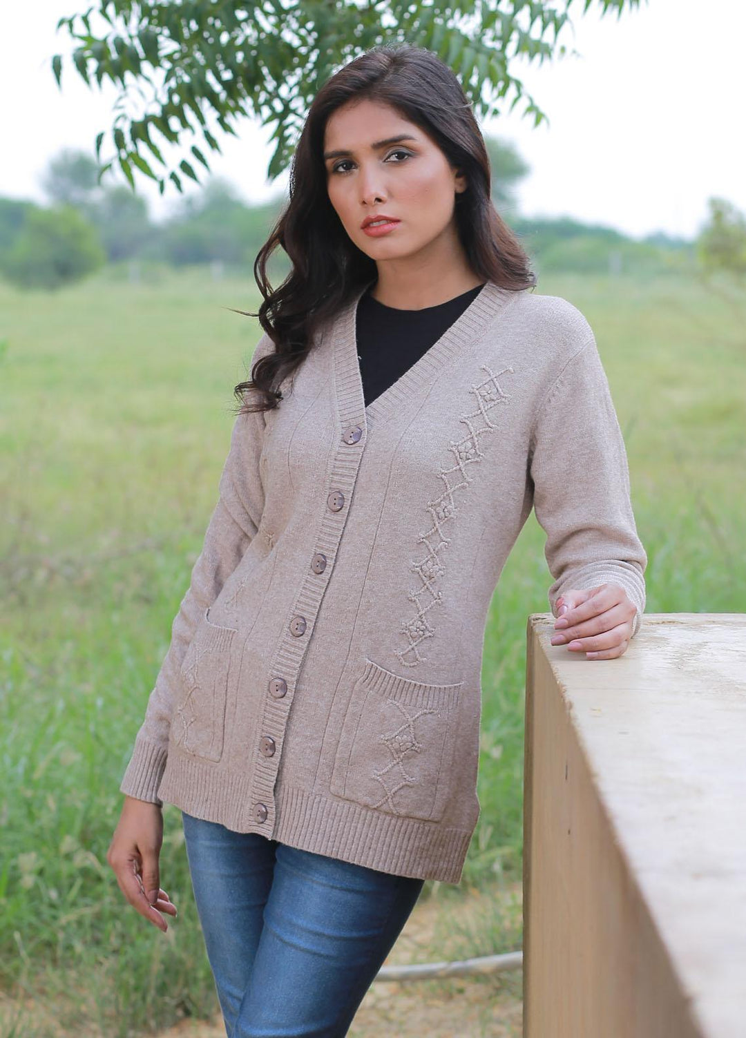 Oxford Fancy Woolen  Sweaters J-6782 F/S CRD MIX-MIX - Woolen Women Sweaters
