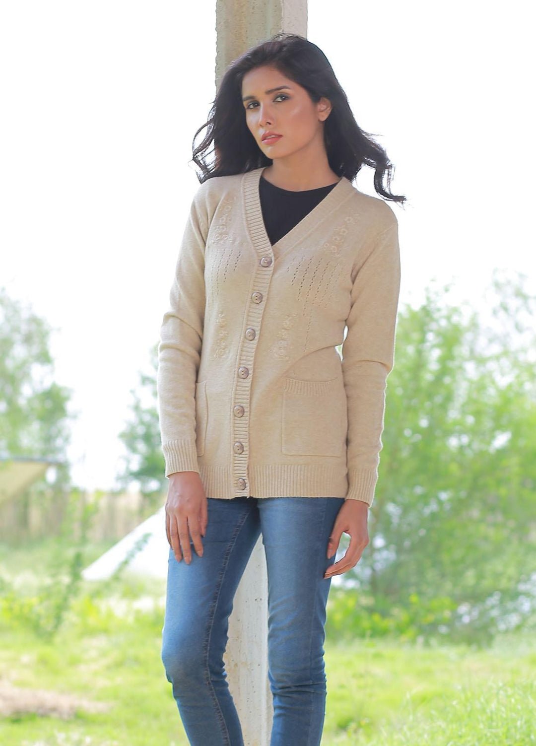 Oxford Fancy Woolen  Sweaters J-8329 F/S CRD MIX-MIX - Woolen Women Sweaters