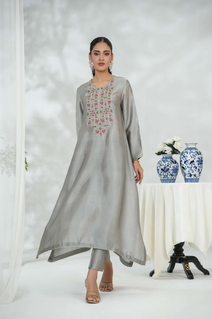 Silcot Pret Embroidered Silk Ensemble Noor Elan - Winter Collection
