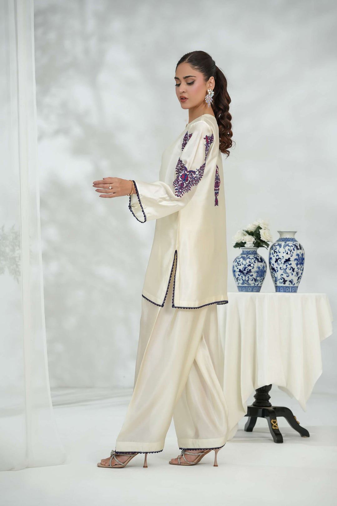 Silcot Pret Embroidered Silk pristine ivory - Winter Collection