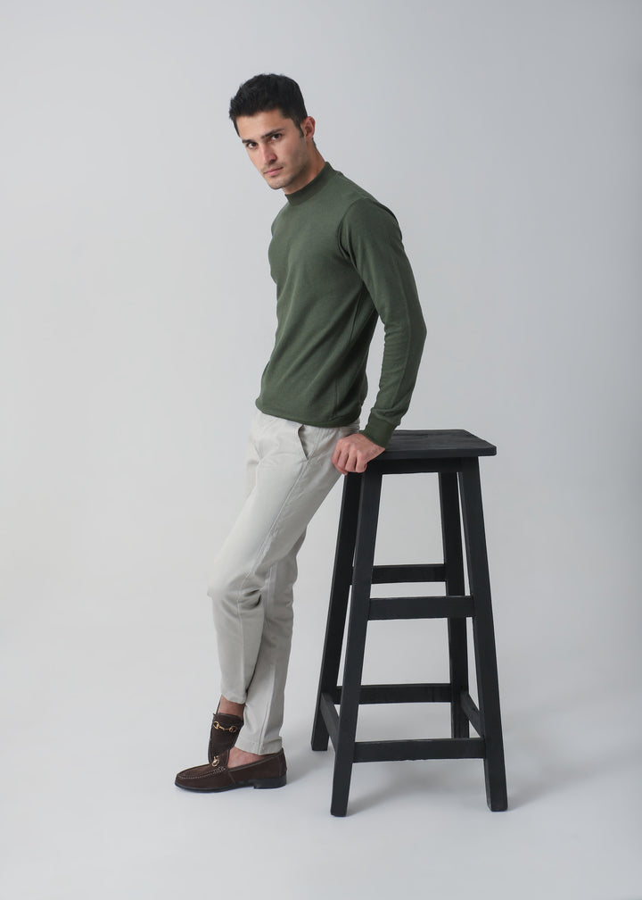 Zenetti Mens RTW Solids Cotton Sweatshirt Suit Olive Green WZ-002 - Casual Collection