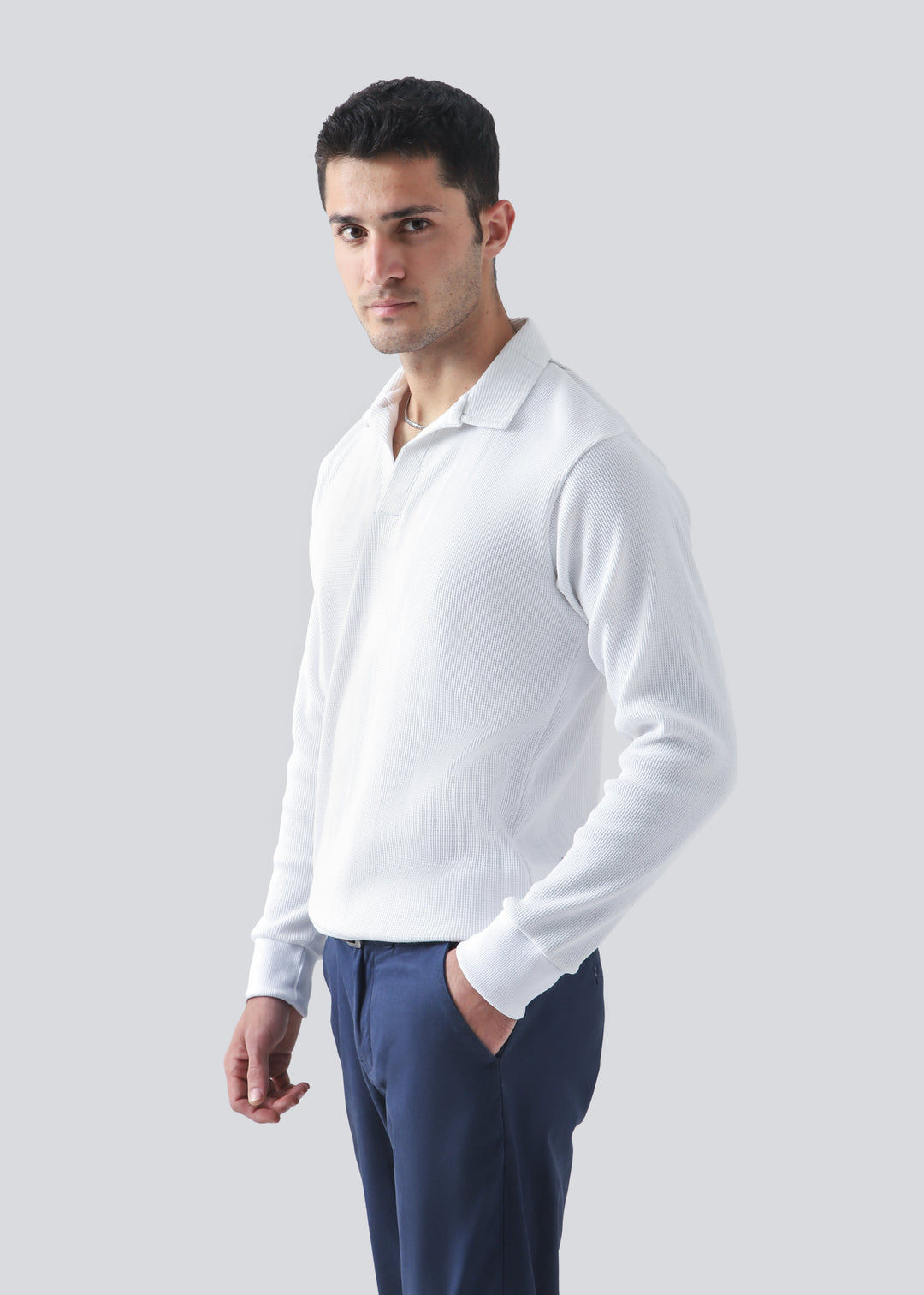 Zenetti Mens RTW Solids Cotton Polo Suit Brilliant White WZ-001 - Casual Collection