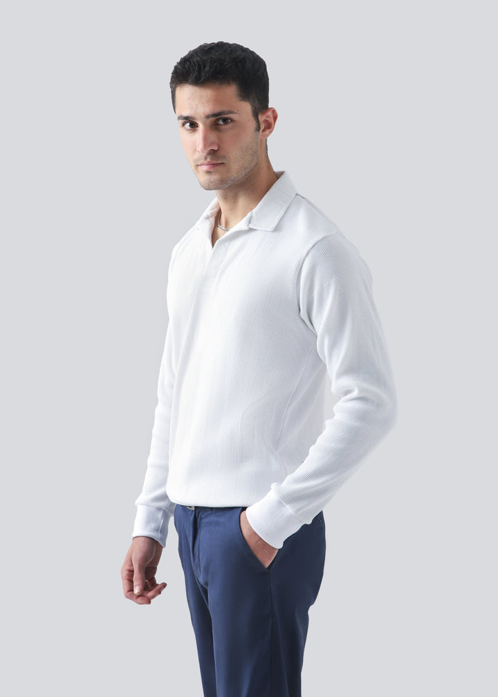 Zenetti Mens RTW Solids Cotton Polo Suit Brilliant White WZ-001 - Casual Collection