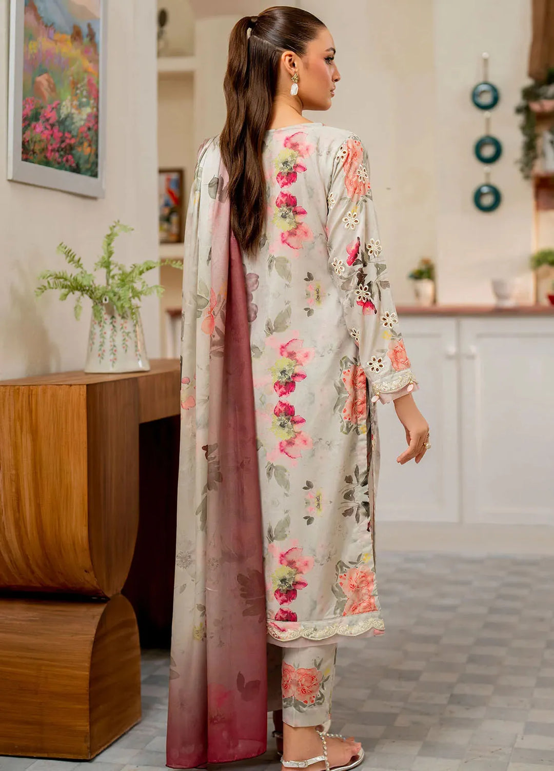 Panache Apparel Pret Embroidered Cambric 3 Piece Suit Blend