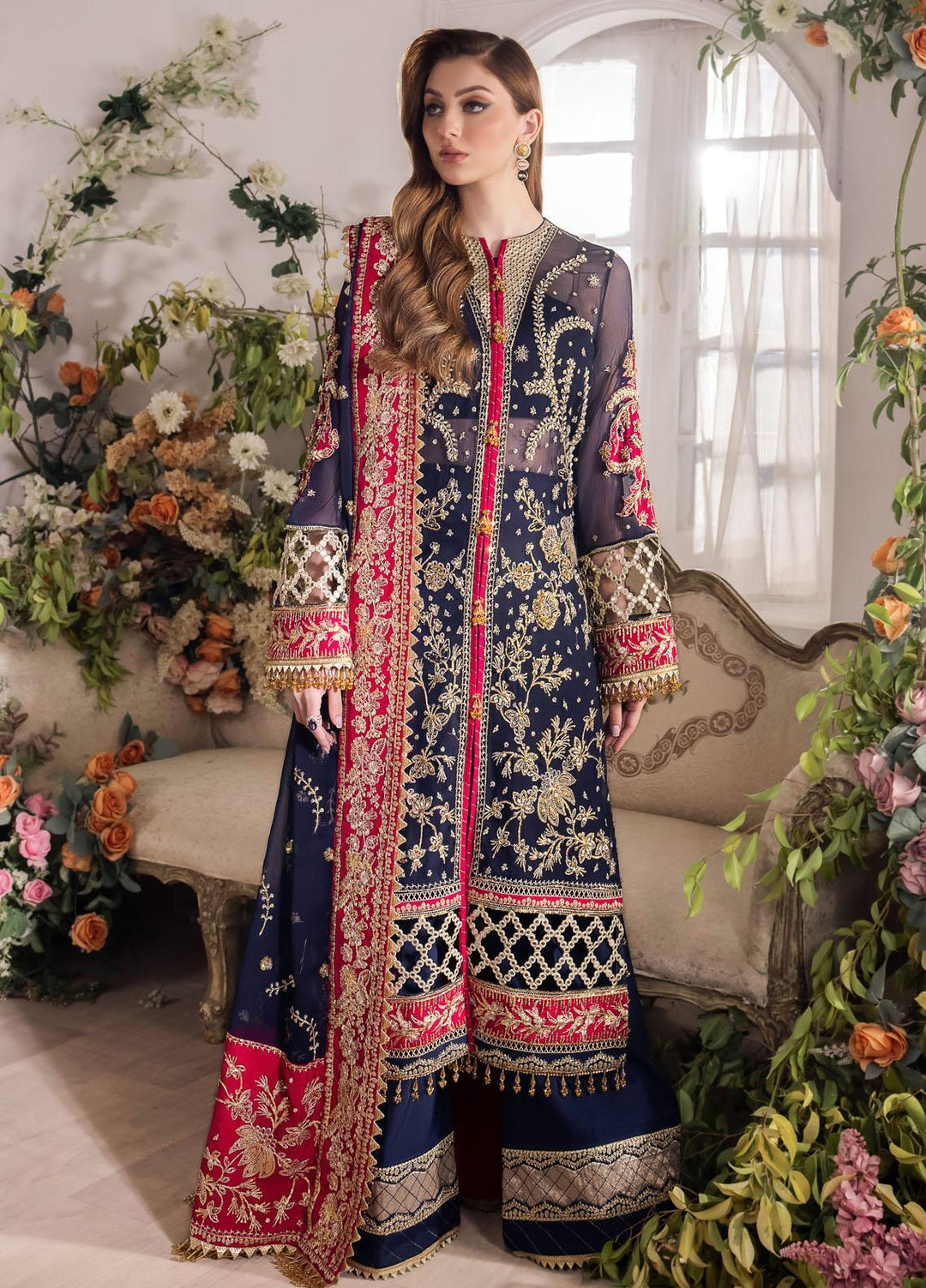 Panache By Saad Shaikh Embroidered Chiffon Suits Unstitched 4 Piece SSK24P Zofiya - Luxury Collection