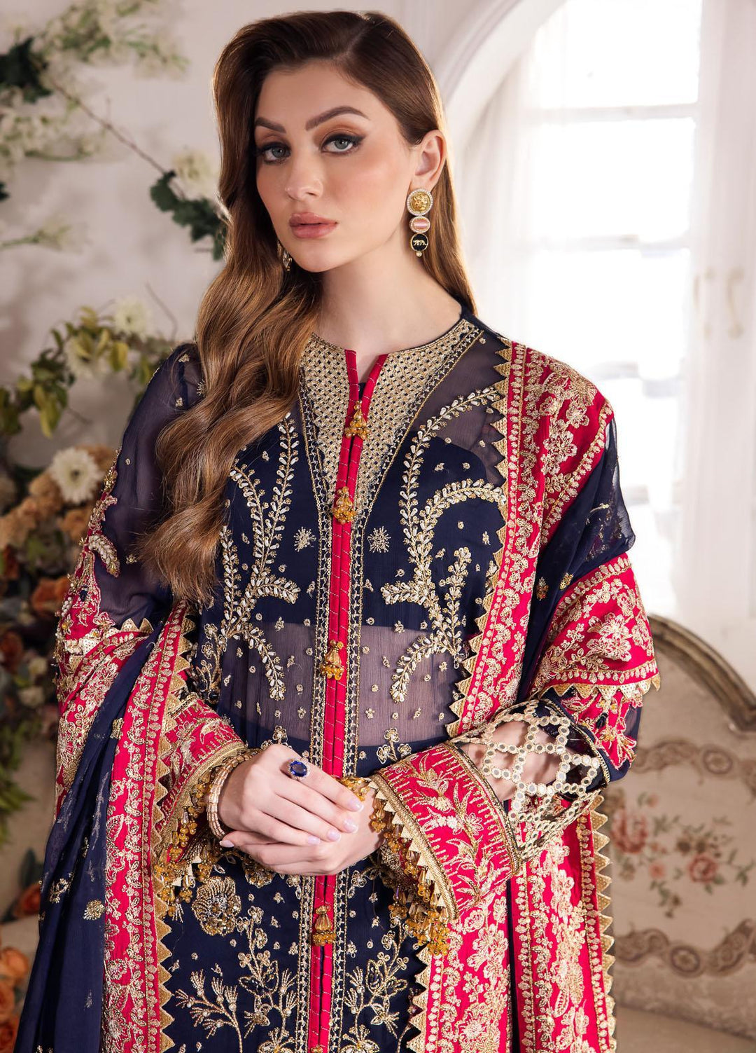Panache By Saad Shaikh Embroidered Chiffon Suits Unstitched 4 Piece SSK24P Zofiya - Luxury Collection