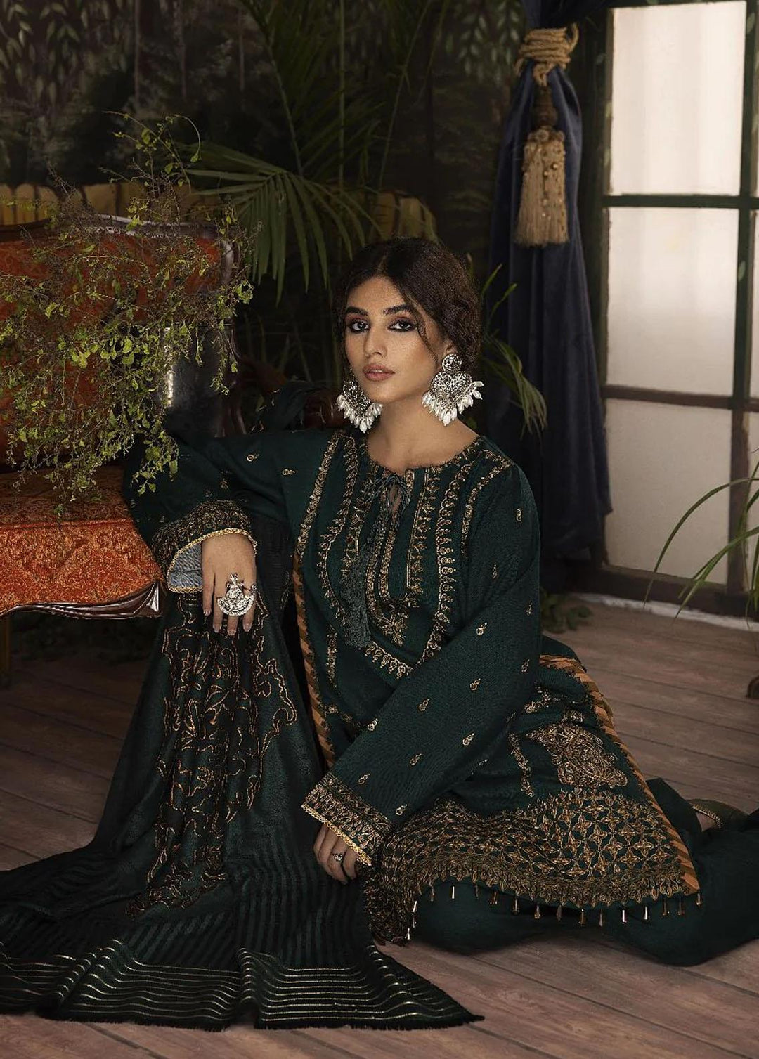 Panchii Ghar By Puri Fabrics Embroidered Leather Peach Suits Unstitched 3 Piece PCH22PG 03 - Winter Collection