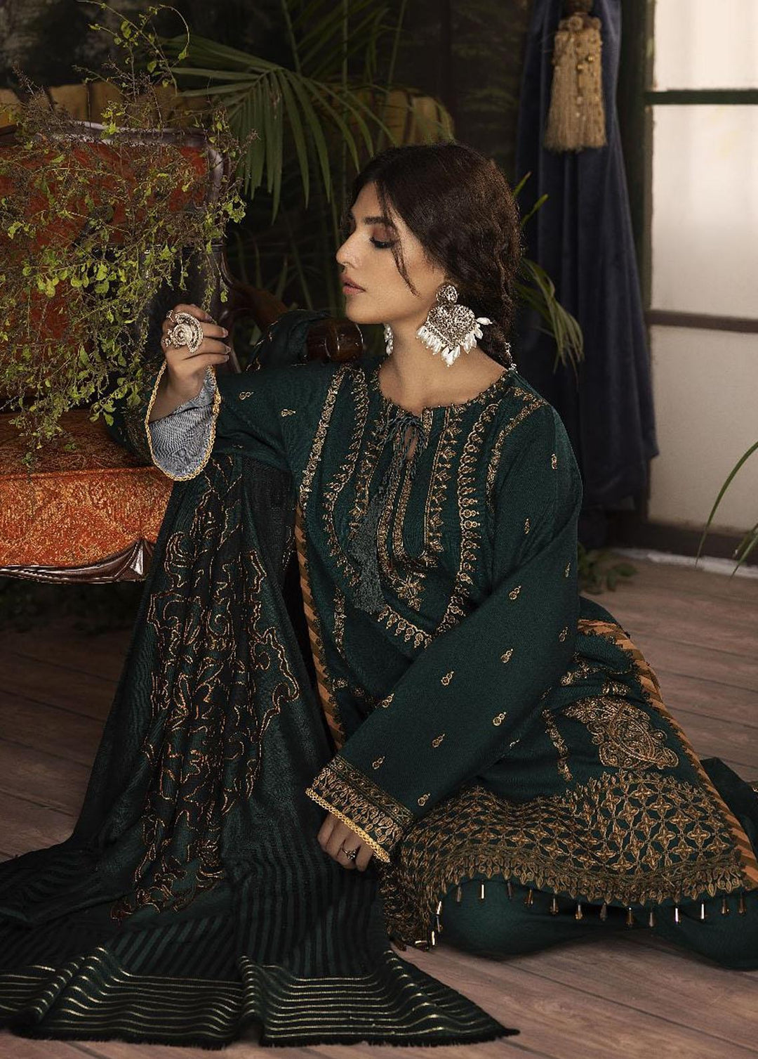 Panchii Ghar By Puri Fabrics Embroidered Leather Peach Suits Unstitched 3 Piece PCH22PG 03 - Winter Collection