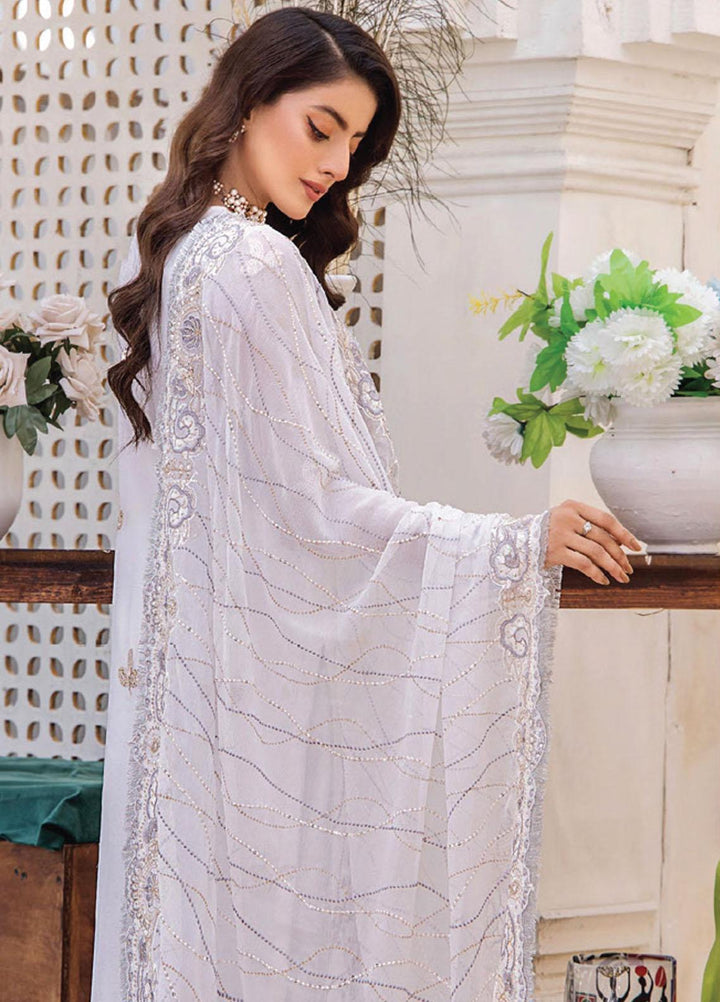 Pareesha By Humdum Embroidered Chiffon Suits Unstitched 3 Piece HD23P-2 D-02 - Luxury Collection
