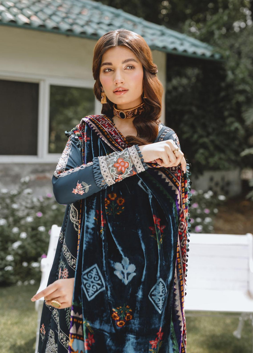 Parishay Embroidered Corduroy Suits Unstitched 3 Piece PRS22LW D-01 - Winter Collection