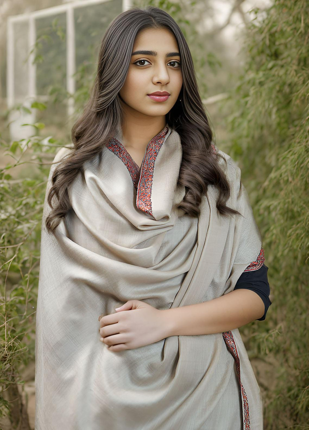 Sanaulla Exclusive Range  Pashmina  KPS 781 D-25 Brown - Women Shawls