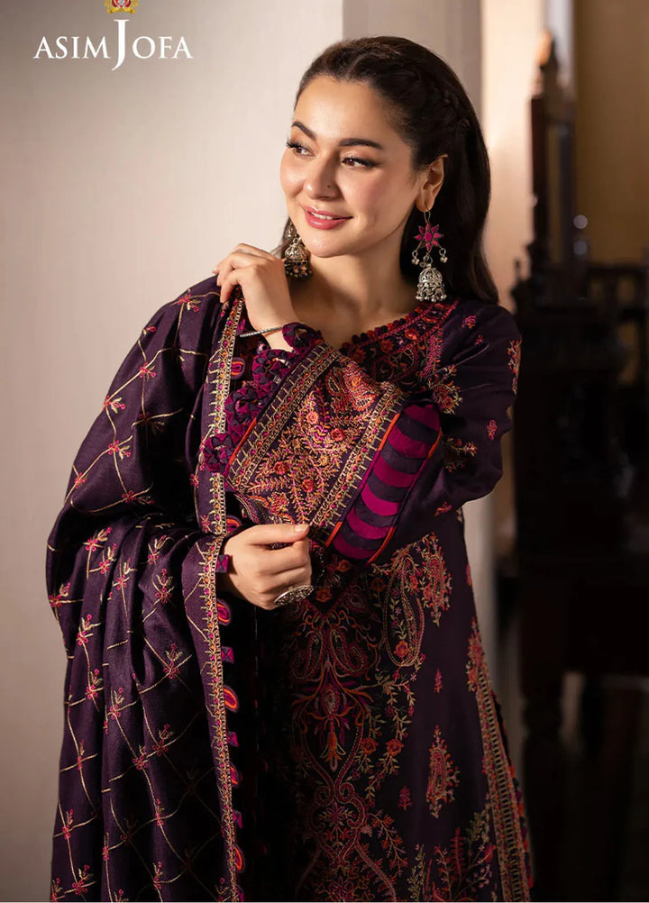 Pashmina by Asim Jofa Embroidered Self Twill Suits Unstitched 3 Piece AJ24PW AJKI-02 - Winter Collection