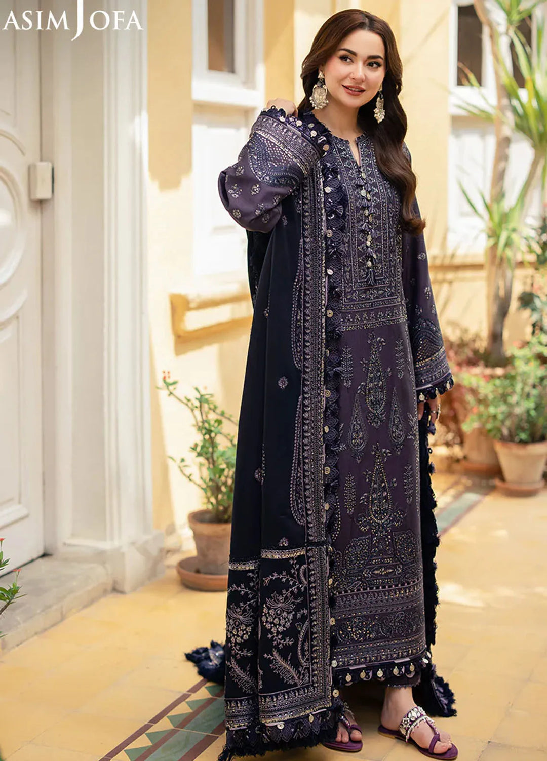 Pashmina by Asim Jofa Embroidered Self Twill Suits Unstitched 3 Piece AJ24PW AJKI-05 - Winter Collection