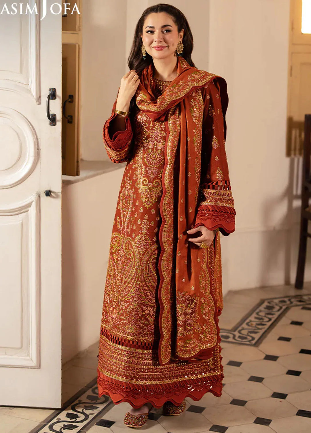 Pashmina by Asim Jofa Embroidered Self Twill Suits Unstitched 3 Piece AJ24PW AJKI-07 - Winter Collection