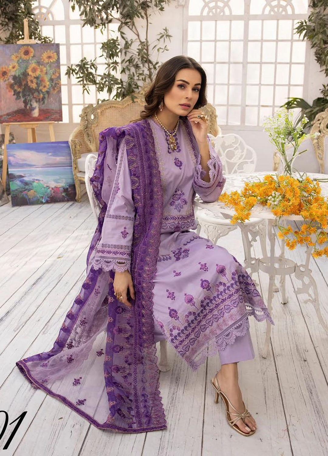 Pearl Executive By Riaz Arts Embroidered Lawn Suits Unstitched 3 Piece RA23PE D1 - Summer Collection