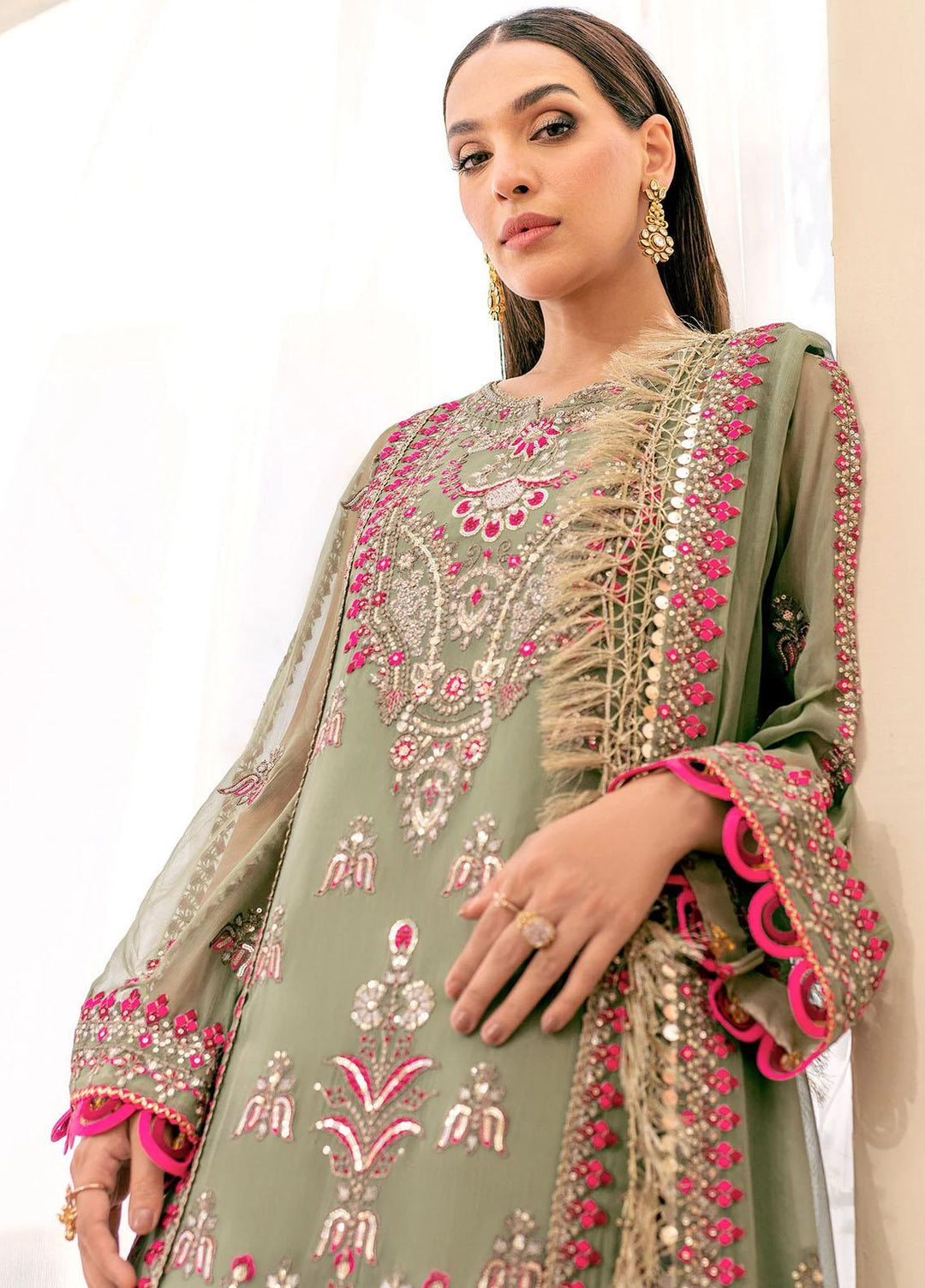 Peyam By Shamrock Premium Embroidered Chiffon Suits Unstitched 3 Piece SRK23P SFD-0090 Nora - Formal Collection