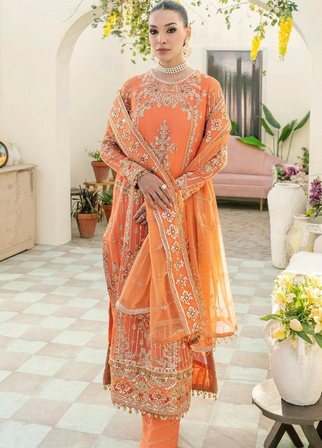 Peyam By Shamrock Premium Embroidered Chiffon Suits Unstitched 3 Piece SRK23P SFD-0096 Fatin - Formal Collection
