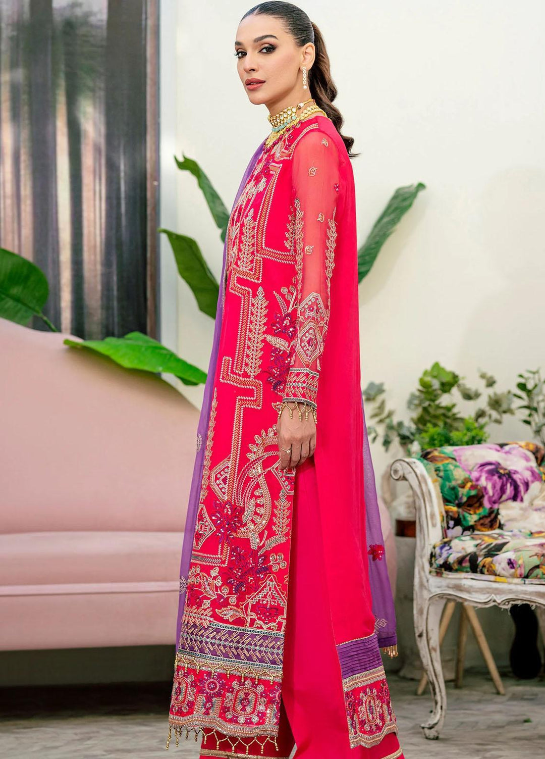 Peyam By Shamrock Premium Embroidered Chiffon Suits Unstitched 3 Piece SRK23P SFD-0097 Hajar - Formal Collection