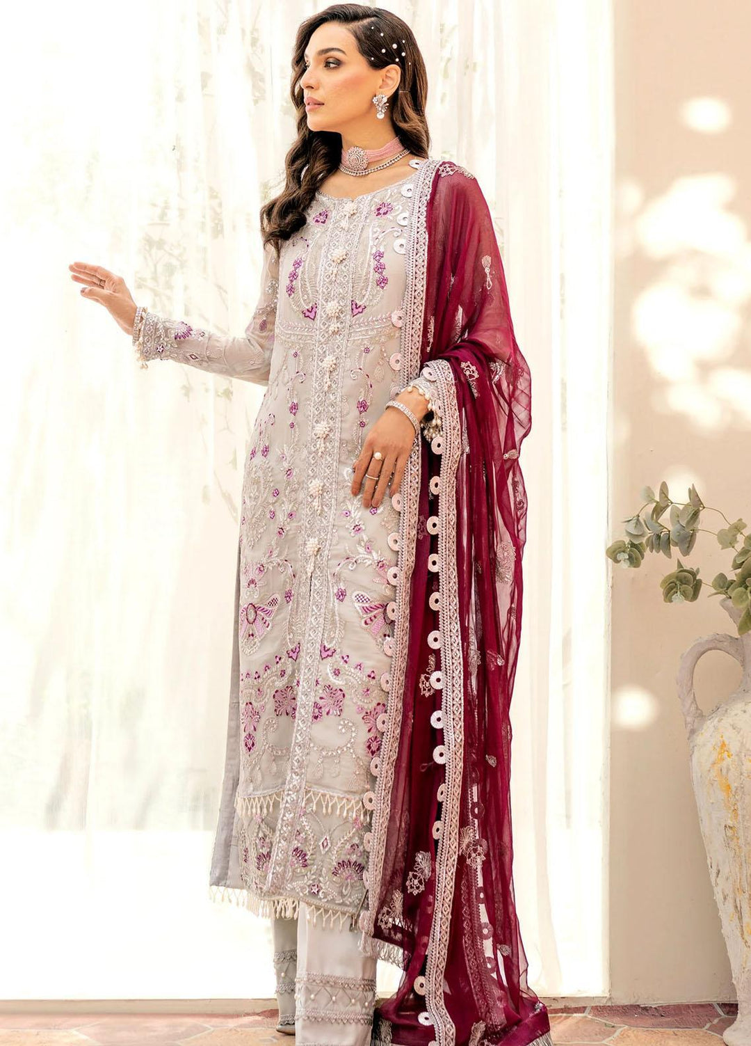 Peyam By Shamrock Premium Embroidered Chiffon Suits Unstitched 3 Piece SRK23P SFG-0013 Yusra - Formal Collection