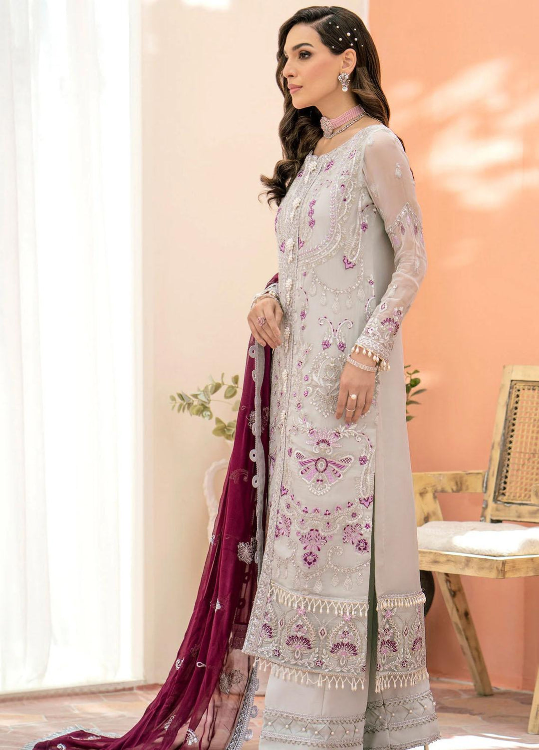 Peyam By Shamrock Premium Embroidered Chiffon Suits Unstitched 3 Piece SRK23P SFG-0013 Yusra - Formal Collection