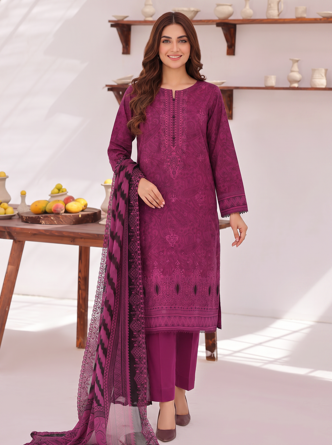 Premium Venice by HZ Textiles Unstitched Embroidered Cotton Lawn 3 Piece Suit PVE-3118 Casual Collection