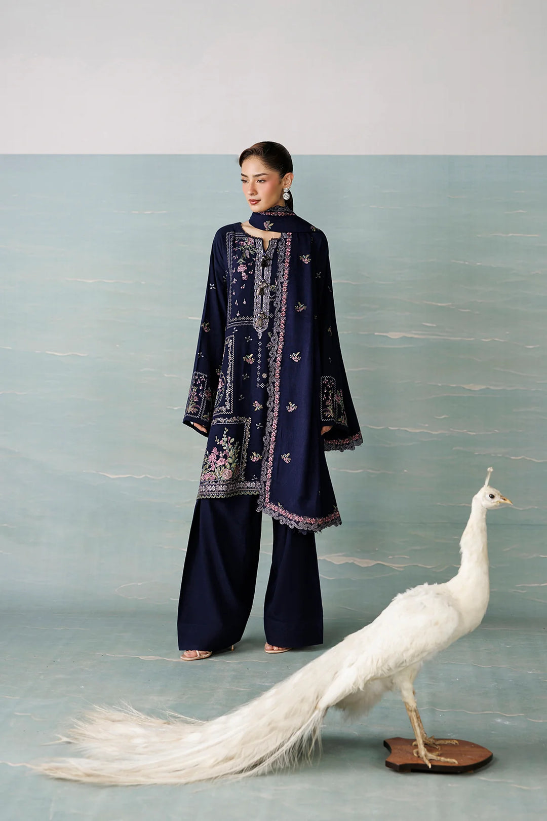 Miras by Daria Unstitched Embroidered Leather Peach 3 Piece Suit DN26UML DA-135 - Fextive Collection