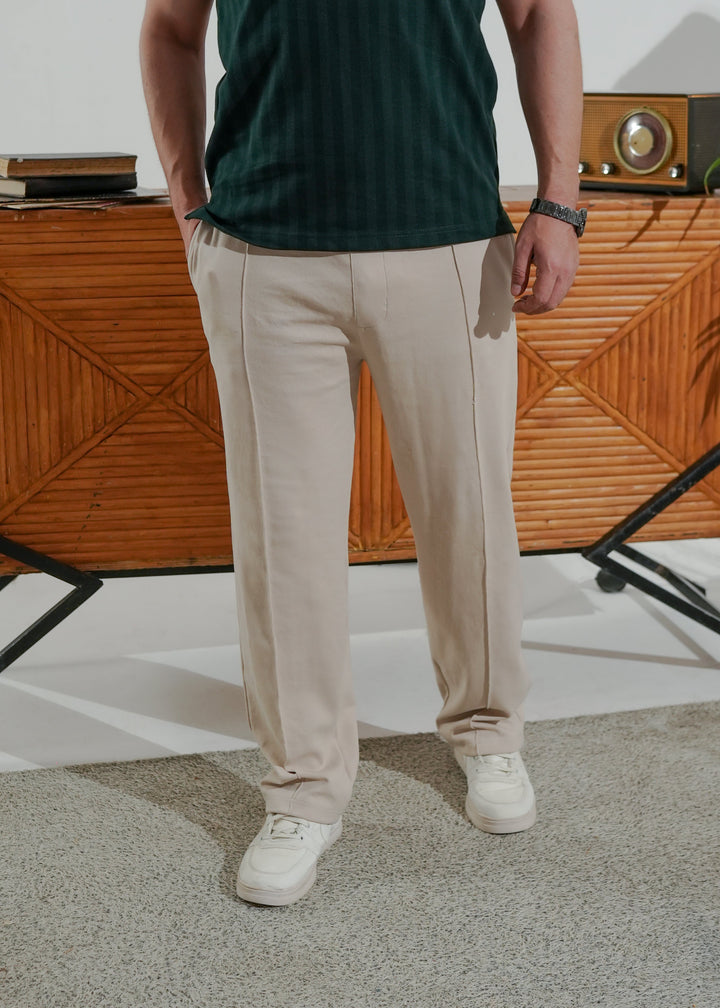 Zenetti Mens RTW Solids Cotton Trouser Suit Beige WZ-006 - Casual Collection
