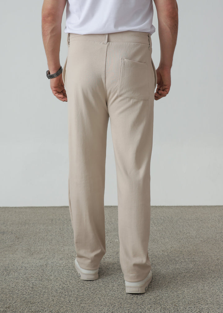 Zenetti Mens RTW Solids Cotton Trouser Suit Beige WZ-006 - Casual Collection