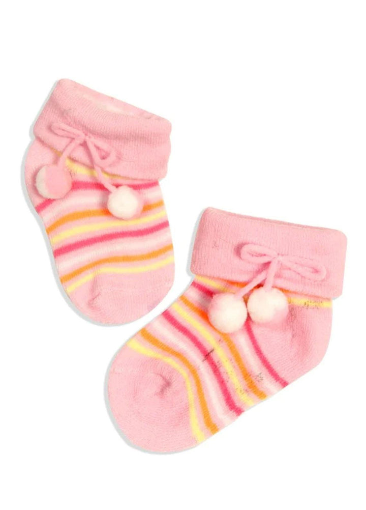 Plush Mink    Baby Socks Mom's Hug - Pink Stripes - Baby Product