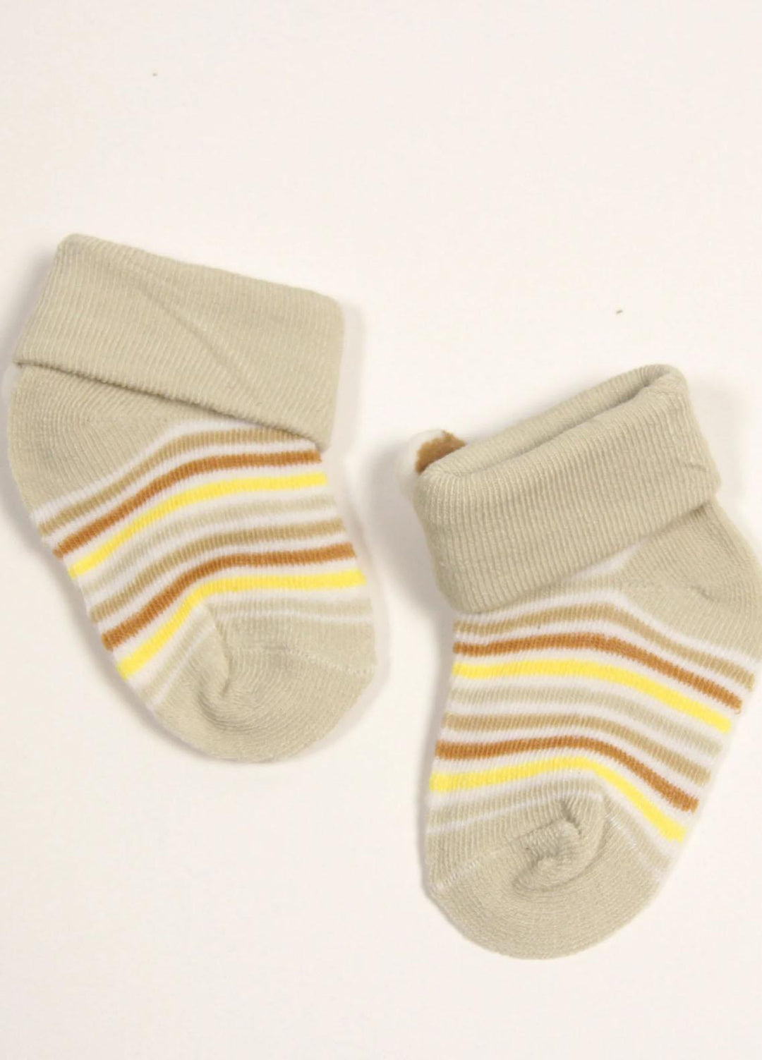 Plush Mink    Mom's Hug Baby Socks - Light Beige Stripes - Baby Product
