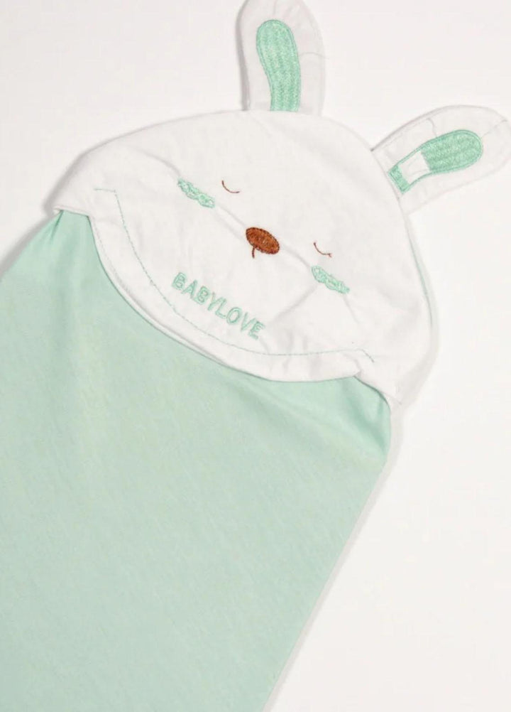 Plush Mink    Baby Wrapping Sheet 3D Animal Print- Mom's Hug- Green - Baby Product