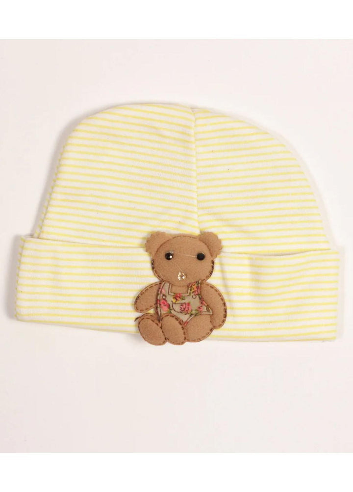 Plush Mink    Baby Cap Set 3 Pieces  Mom hug's Comfy - Yellow Bear - Baby Product