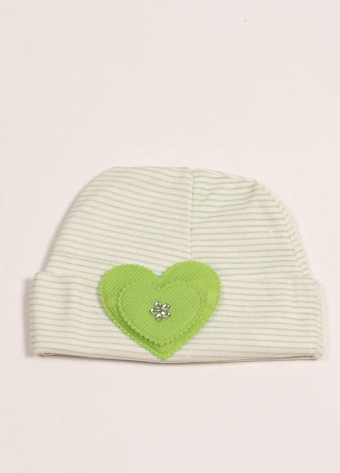 Plush Mink    3 Pieces Baby Cap Set- Mom hug's Comfy- Green Heart - Baby Product