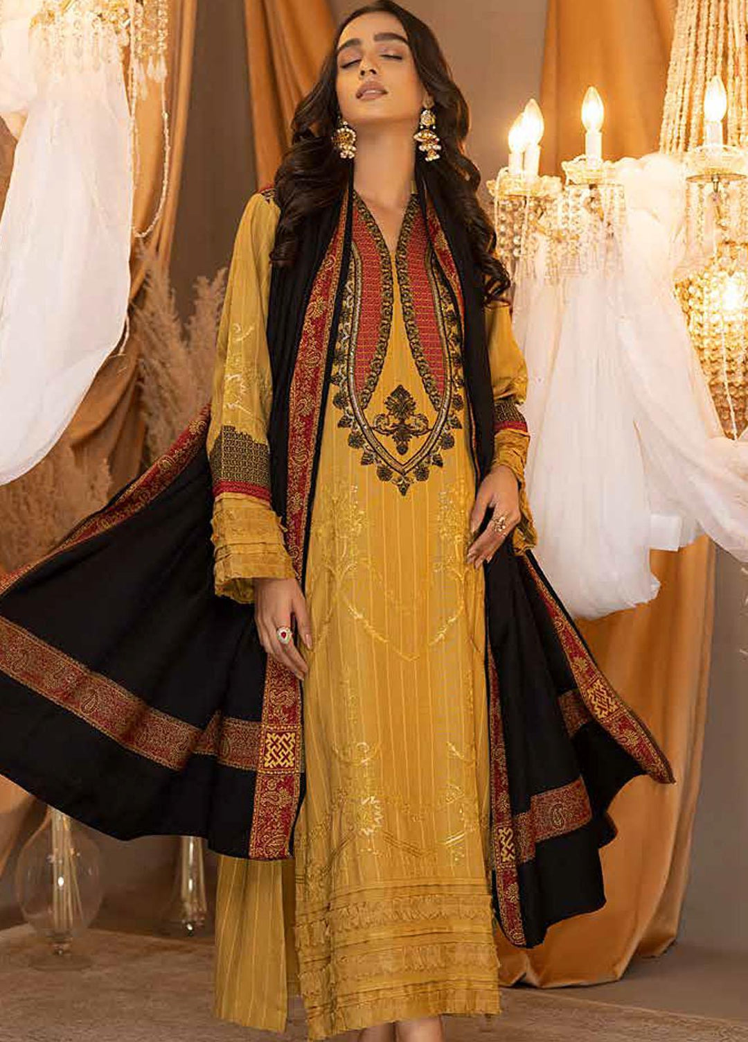 Posheema By Charizma Embroidered Leather Peach Suits Unstitched 3 Piece CRZ22PS PS 02 - Winter Collection