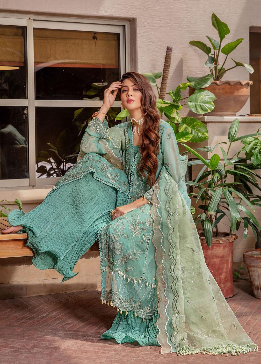 Preesha By Humdum Embroidered Chiffon Suits Unstitched 3 Piece HD22P 04 - Luxury Collection