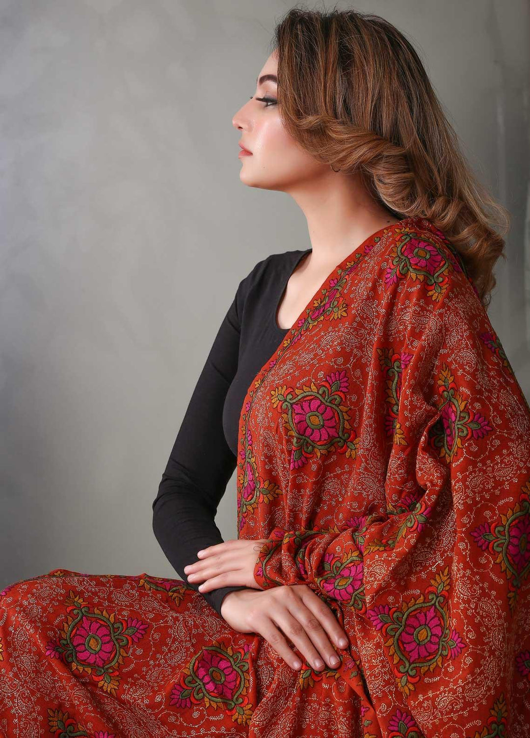 Sanaulla Exclusive Range Embroidered Pashmina  Shawl SU20P 323863 - Pashmina Shawls